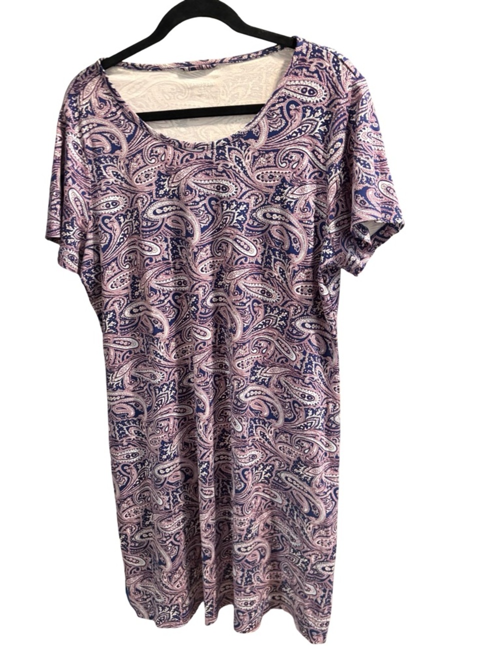 Lands' End Plus 1X Paisley Short Sleeve T-Shirt Dress